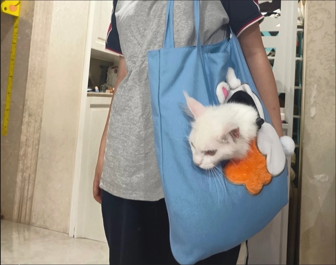 귀여운 꿀벌 캐릭터 반려동물 이동가방 고양이 강아지 외출용 캔버스 숄더백 토트백 photo review